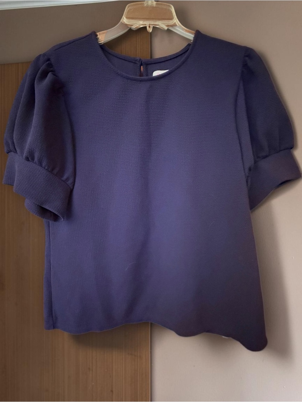 Riley & Rae Deep Navy Puff-Sleeve Blouse